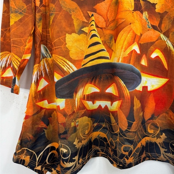One World Sz Small Halloween Tunic Top Jack O Lantern Pumpkin Spider Sharkbite - Picture 4 of 7